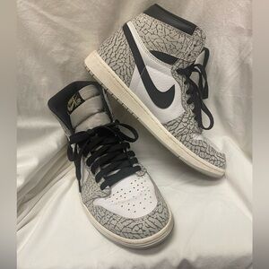 Nike Air Jordan Retro 1 High White Cement. Size 9.